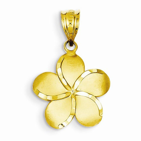 14k Gold Diamond-cut Plumeria Pendant, Pendants for Necklace