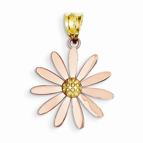 14ky Yellow Gold & Rose Gold Gold Daisy Pendant, Pendants for Necklace