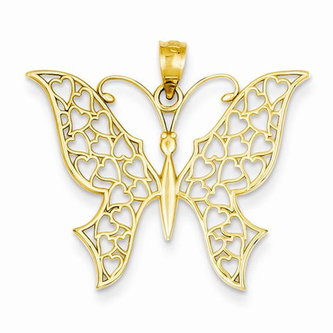 14k Gold Butterfly w/ Hearts Pendant, Pendants for Necklace