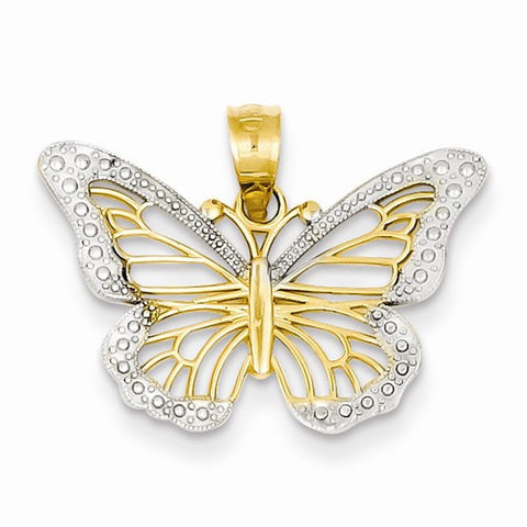 14k Gold & Rhodium Butterfly pendant, Dazzling Pendants for Necklace