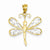 14k Gold & Rhodium Diamond-cut Dragonfly Pendant, Pendants for Necklace