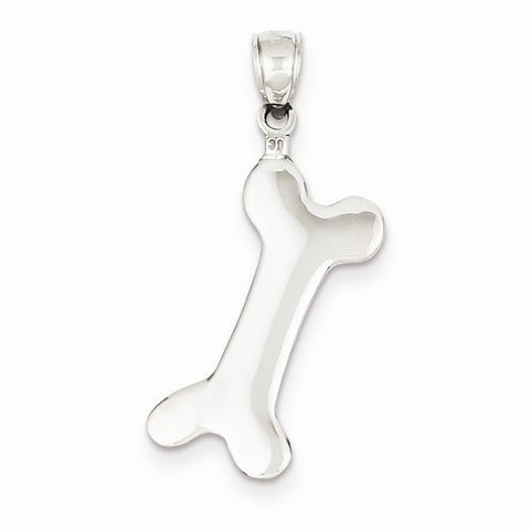 14k White Gold Polished Dog Bone Pendant, Pendants for Necklace