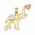 14ky Yellow Gold & Rose Gold w/ Rhodium D/C Elephant w/Heart Pendant, Pendants for Necklace