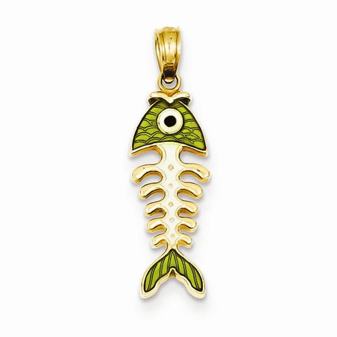 14k Gold Fish w/Enamel Pendant, Pendants for Necklace