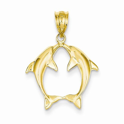 14k Gold Two Dolphins Pendant, Pendants for Necklace