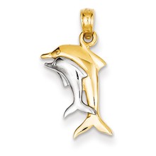 14k Gold & Rhodium Dolphin Charm hide-image