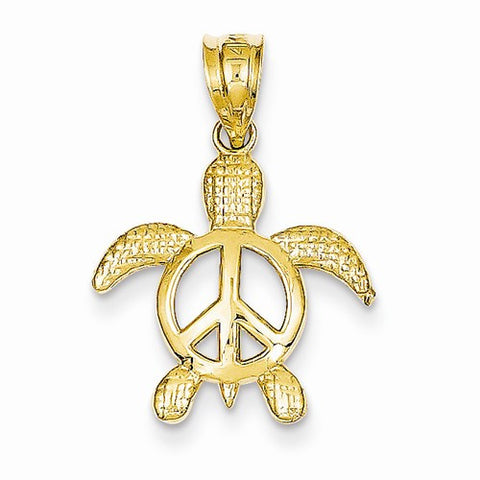 14k Gold Peace Turtle Pendant, Pendants for Necklace