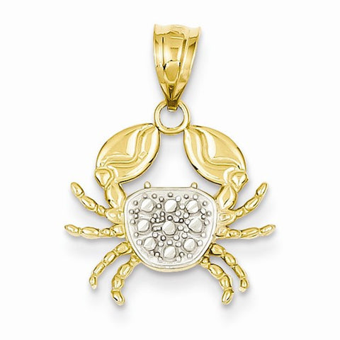 14k Gold & Rhodium Diamond-cut Crab Pendant, Pendants for Necklace