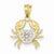 14k Gold & Rhodium Diamond-cut Crab Pendant, Pendants for Necklace
