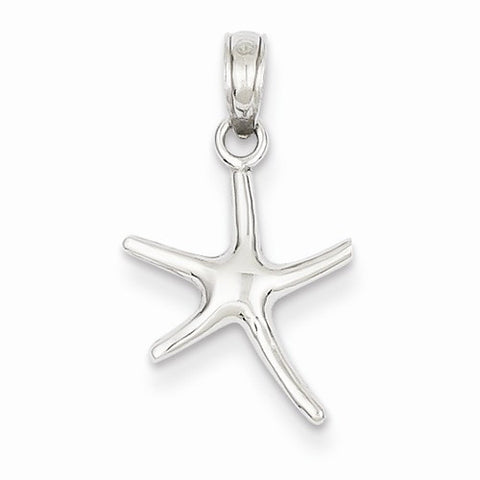 14k White Gold Small Polished Starfish Pendant, Pendants for Necklace