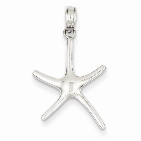 14k White Gold Polished Starfish Pendant, Pendants for Necklace