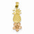 14k Gold Yellow & Rose Gold Pineapple w/ Plumeria Pendant, Pendants for Necklace