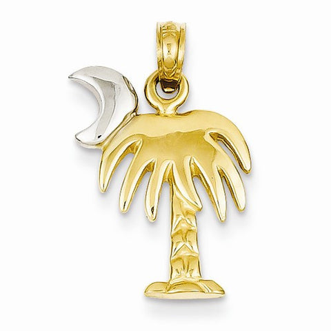 14k Gold & Rhodium Palm Tree pendant, Pendants for Necklace