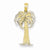 14k Gold & Rhodium Polished and Textured Palm Tree Pendant, Pendants for Necklace