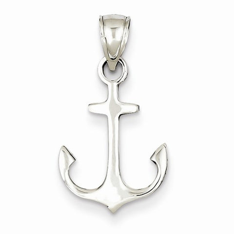 14k White Gold Polished Anchor Pendant, Pendants for Necklace