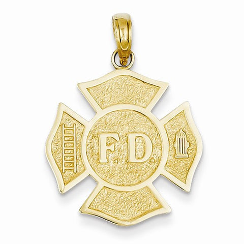 14k Gold Fire Department Badge Pendant, Pendants for Necklace
