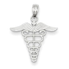 14k White Gold Solid D/C Caduceus Charm hide-image