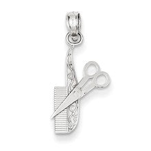 14k White Gold Solid D/C Comb & Scissors Charm hide-image