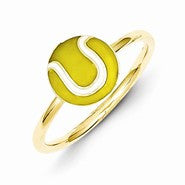 14k Yellow Gold Enamel Tennis Ball Ring