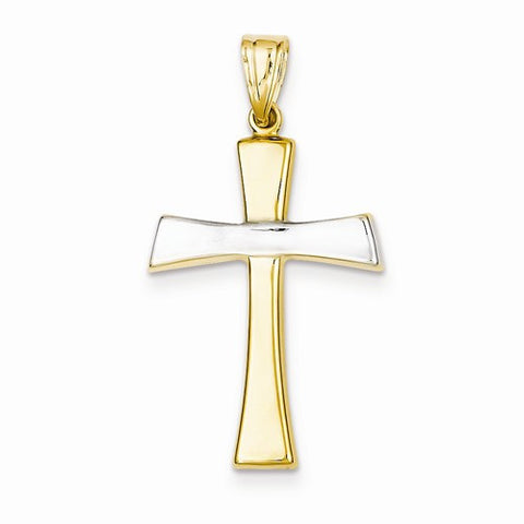14k Gold & Rhodium Polished Cross Pendant, Pendants for Necklace