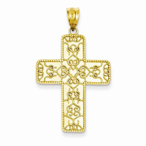 14k Gold Filigree Mirror Cross Pendant, Pendants for Necklace