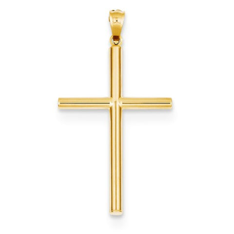 14k Gold Polished Hollow Cross pendant, Stylish Pendants for Necklace