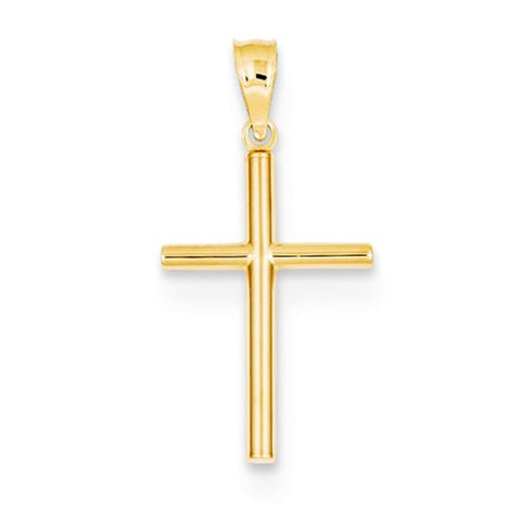 14k Gold Polished Hollow Cross Pendant, Classy Pendants for Necklace