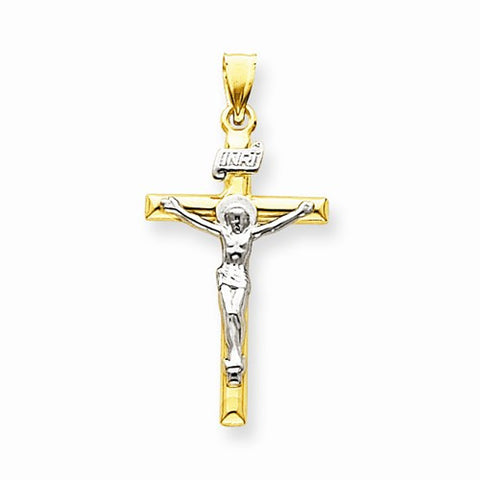 14k Gold Two-tone INRI Crucifix Pendant, Appealing Pendants for Necklace