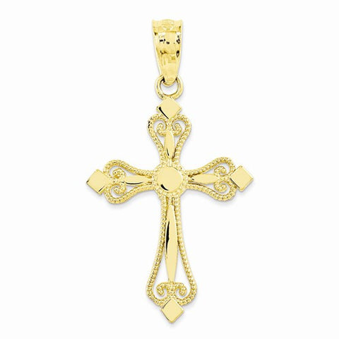 14k Gold Mini Budded Cross Pendant, Pendants for Necklace