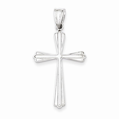 14k White Gold Polished Cross Pendant, Alluring Pendants for Necklace