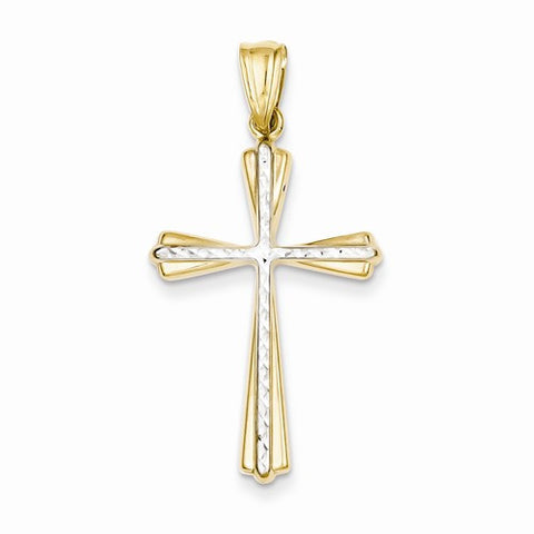 14k Gold Rhodium Diamond Cut Cross pendant, Appealing Pendants for Necklace