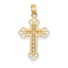 14k Gold Budded Cross Charm hide-image