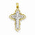 14k Gold w/Rhodium Polished and Textured Budded Cross pendant, Exquisite Pendants for Necklace