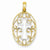 14k Gold w/Rhodium Polished Cross in Oval Pendant, Pendants for Necklace