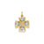 Polished Cross w/Rhodium Hearts Charm in 14k Gold