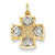 14k Gold Polished Cross w/Rhodium Hearts Charm hide-image