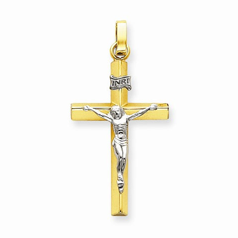 14k Gold Two-tone INRI Hollow Crucifix Pendant, Appealing Pendants for Necklace
