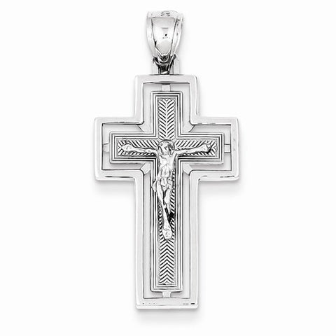 14k White Gold Polished Crucifix Pendant, Pendants for Necklace