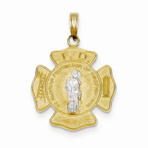 14k Gold Two-tone Saint Florian Medal Pendant, Pendants for Necklace