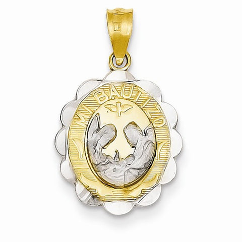 14k Yellow & White Gold w/Rhodium Baptism Pendant, Pendants for Necklace