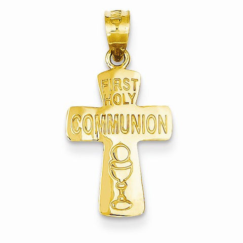 14k Gold First Holy Communion Cross Pendant, Pendants for Necklace