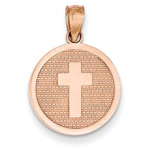 14k Rose Gold Reversible Cross & GOD BLESS Charm hide-image
