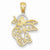 14k Gold w/Rhodium Polished Guardian Angel Pendant, Pendants for Necklace