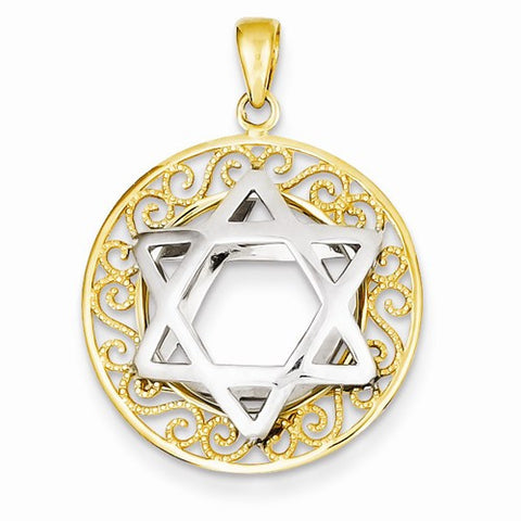 14k Gold Two-tone Star of David Pendant, Charm