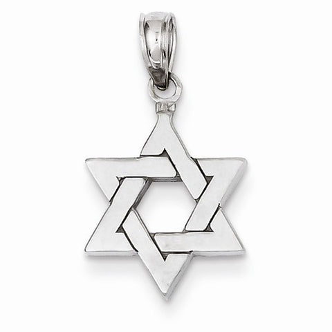 14k White Gold Polished Star of David Pendant, Pendants for Necklace