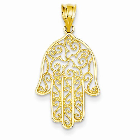 14k Gold Filigree Hamsa Pendant, Pendants for Necklace