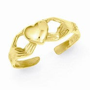 14k Yellow Gold Polished Claddagh Toe Ring