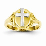 14k Yellow Gold & Rhodium Cross Baby Ring