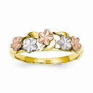 14k Tricolor Plumeria Ring