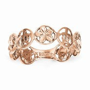 14k Rose Plumeria Flower & Turtle Ring